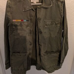 Caslon Khaki Button-Up Jacket